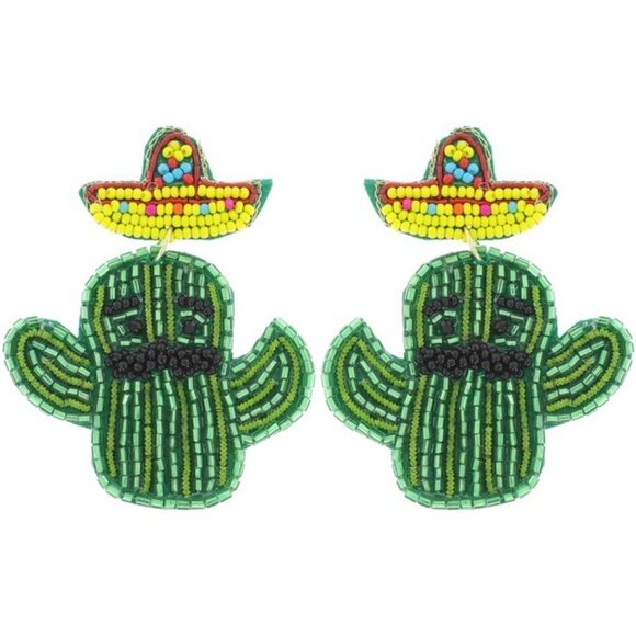 MUSTACHE Cactus Beaded Statement Earrings - Picture 2 of 3